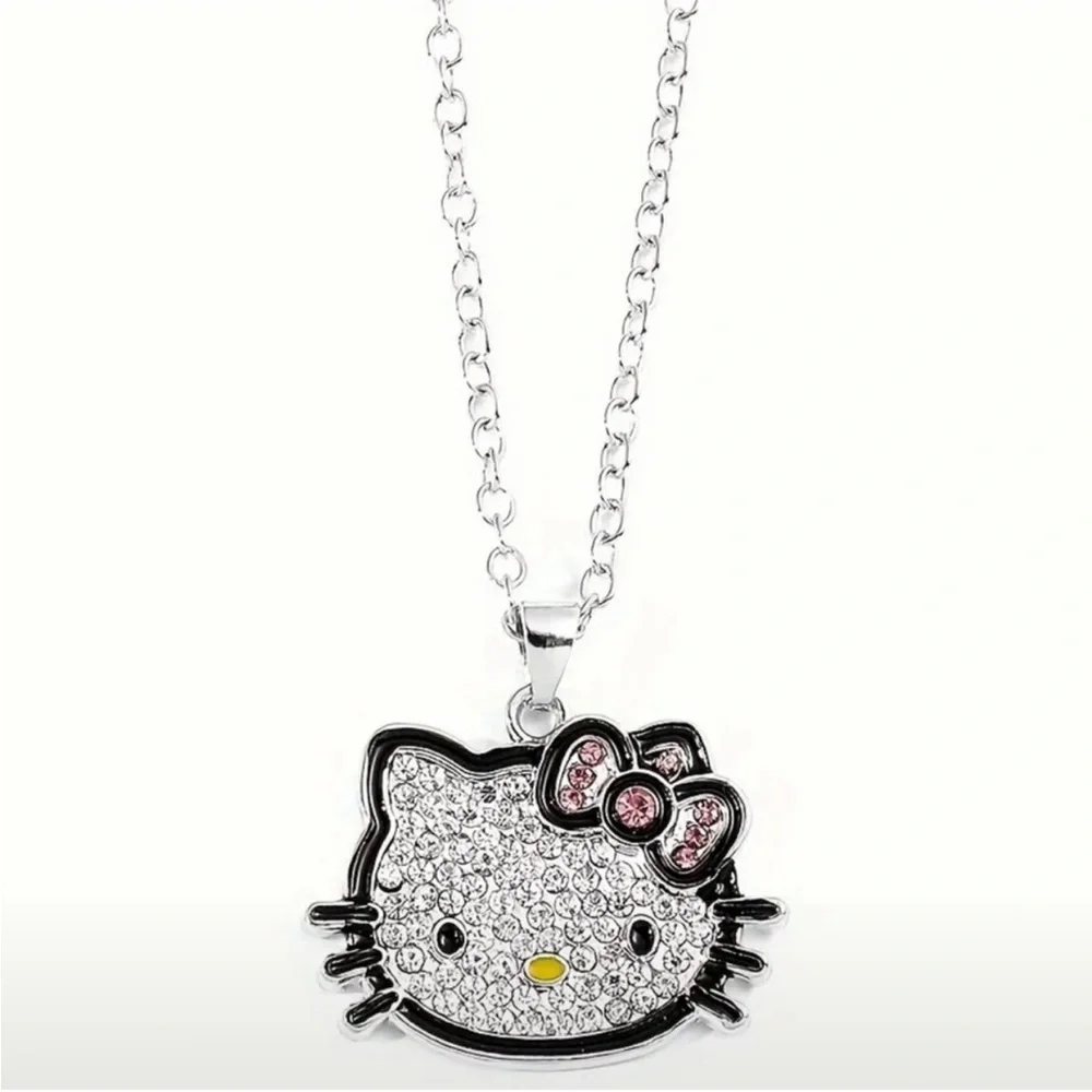 CUTE Hello Kitty Rhinestone Crystal Pendant Necklace NEW NWT